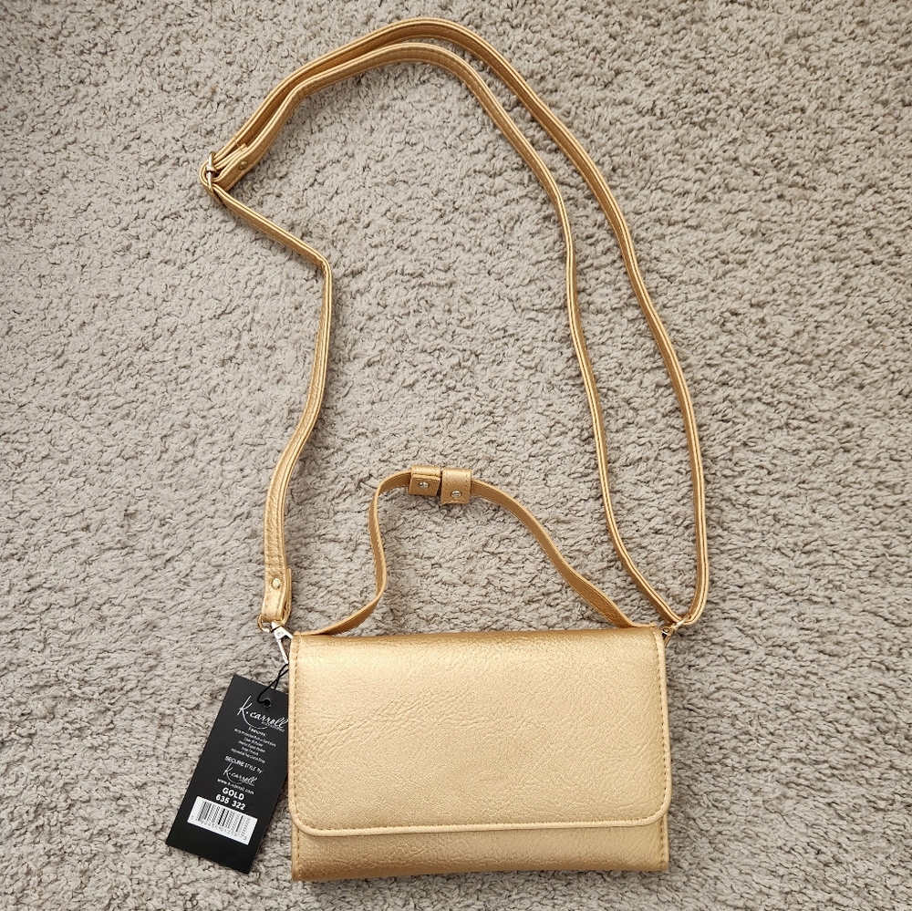7.5 Gold Small Organizer Handbag with Handle
